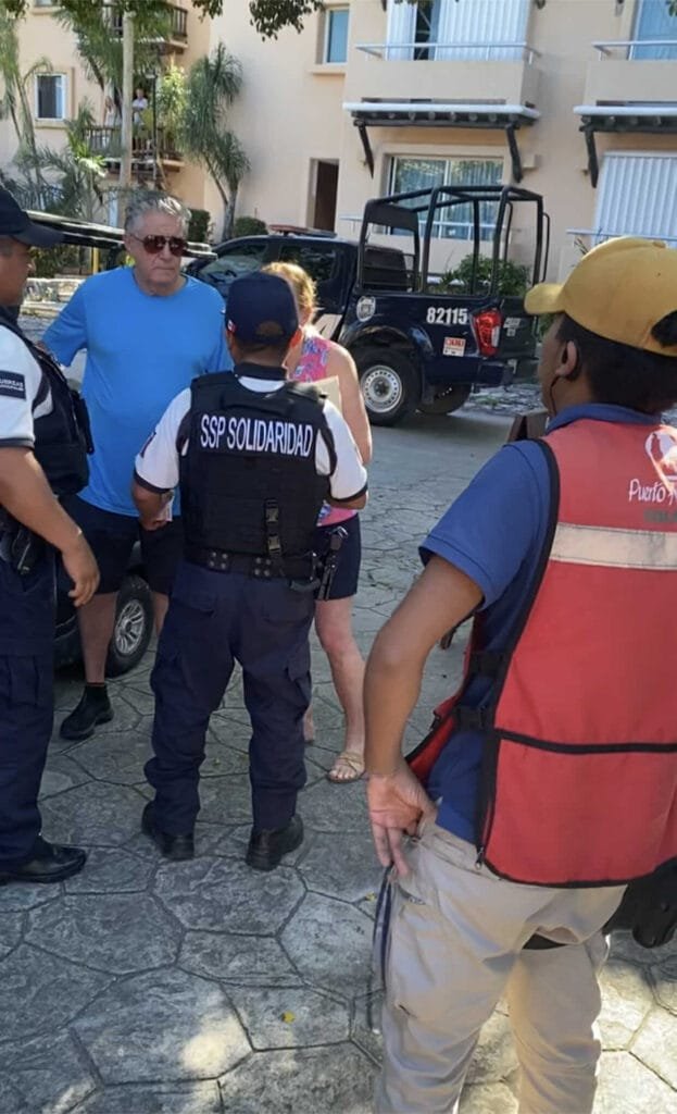 police escort aggressor from the premises