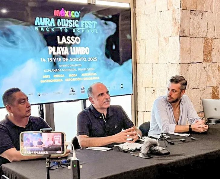 press conference for the aura festival in tulum