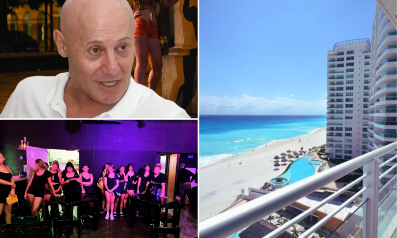 A collage featuring a man speaking, a nightlife scene with dancers, and a scenic view of Cancun's beach and resorts.$#$ CAPTION