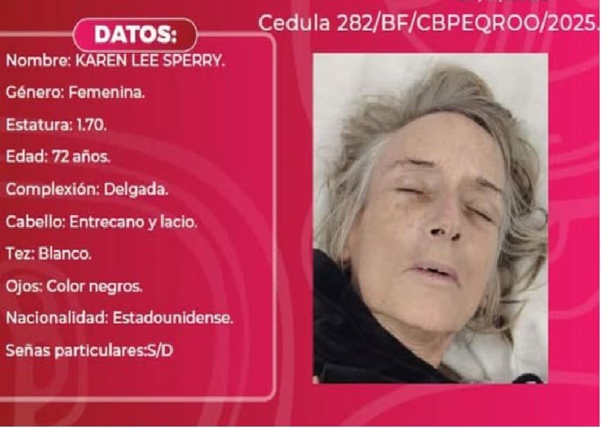 Cancun Search Commission bulletin for missing family of hospitalized American woman