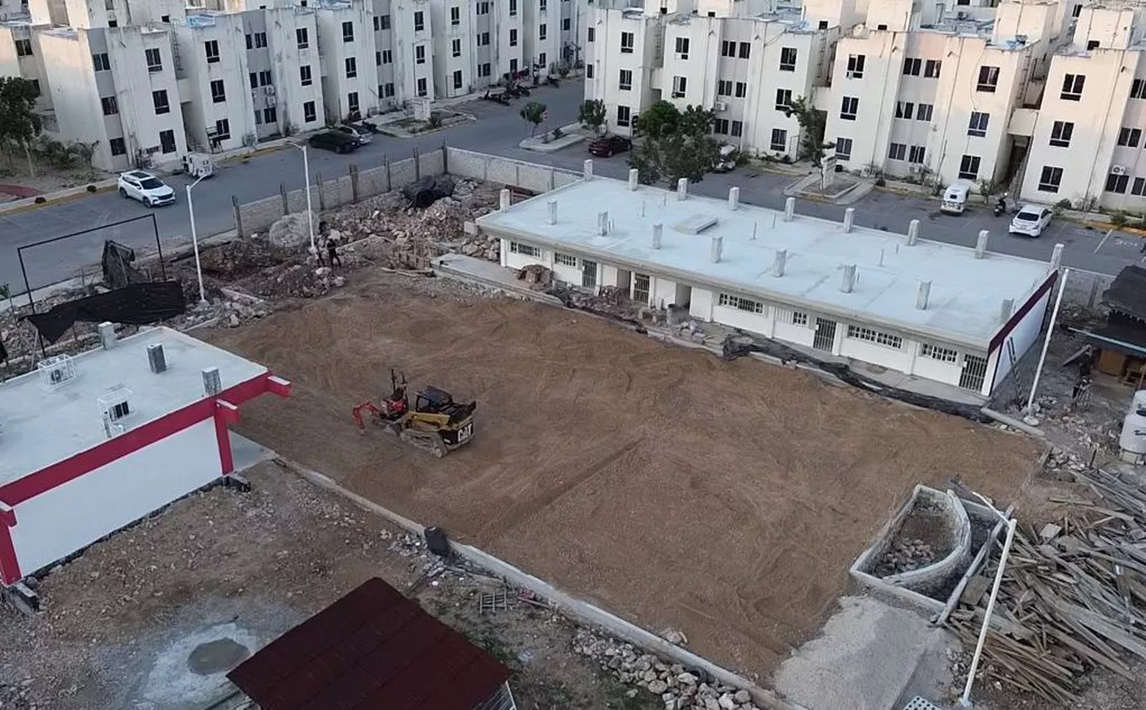Construction site for new educational facilities in Quintana Roo