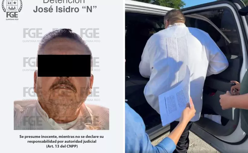 Image of a detention note and a person entering a vehicle