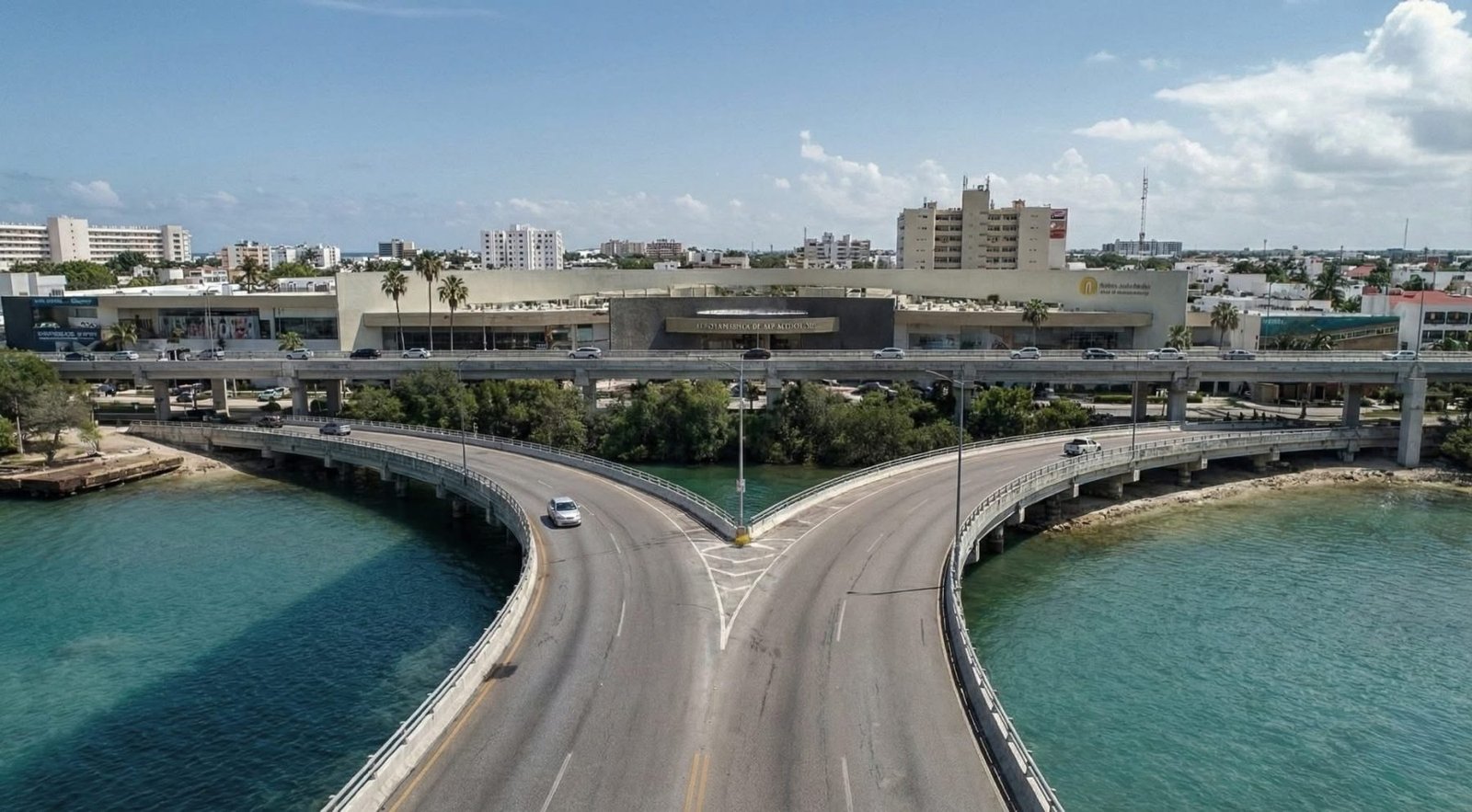 Construction progress of the Nichupté Bridge in Cancún, Mexico