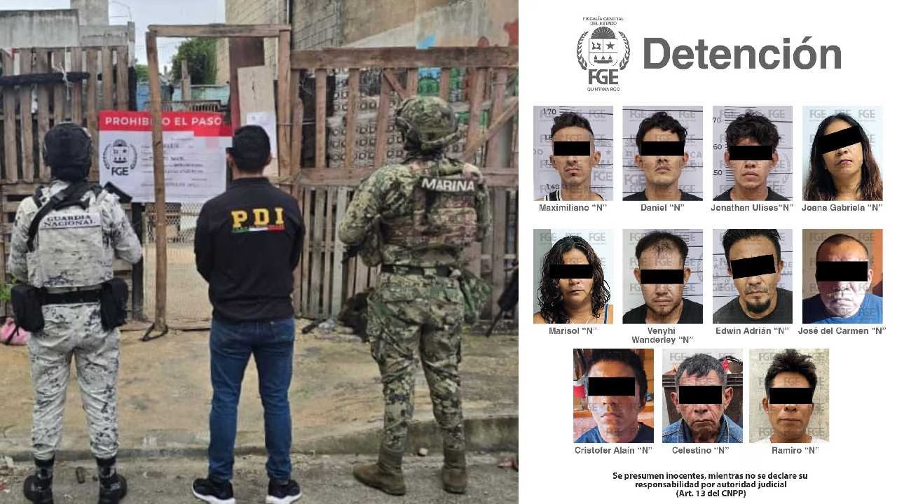 law enforcement personnel observing a prohibited access sign while looking at a poster with pictures of detained individuals-17112025