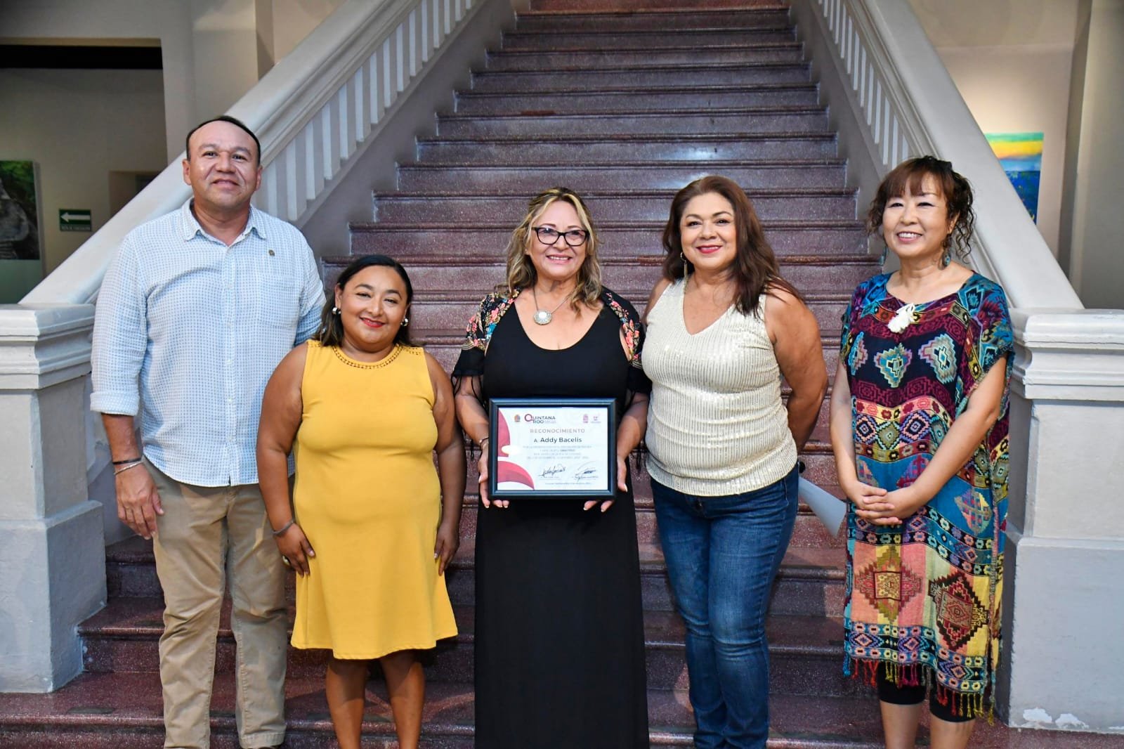 Artist Addy Bacelis at her GraCtitud exhibition in Cozumel's Museo de la Isla
