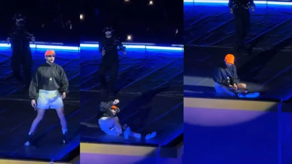 Bad Bunny performing on stage at GNP Seguros Stadium in Mexico City