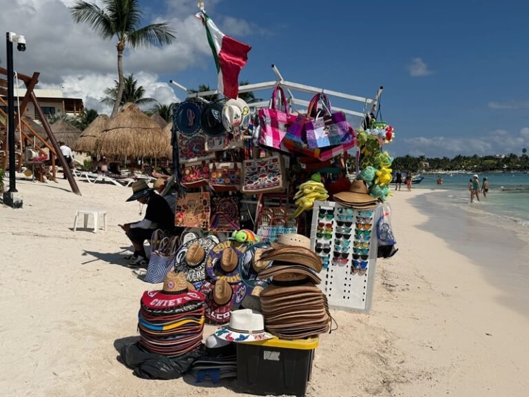 Street vending on a beach in Tulum Mexico