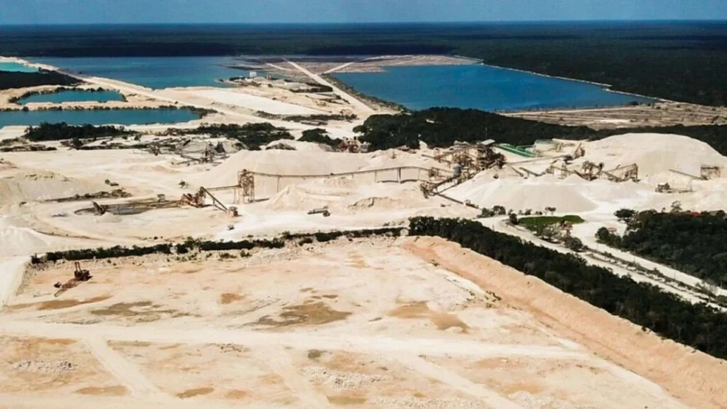 Aerial view of the Calica mining operation within the Felipe Carrillo Puerto Protected Natural Area in Quintana Roo