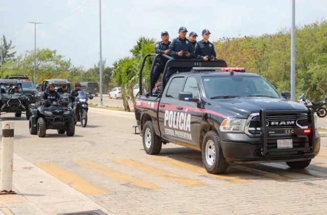 Police officers on patrol during holiday season in Cancun