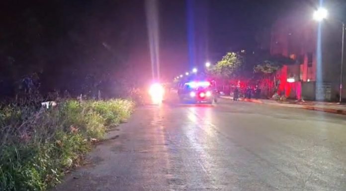 Crime scene in Cancún where a man was shot at least ten times