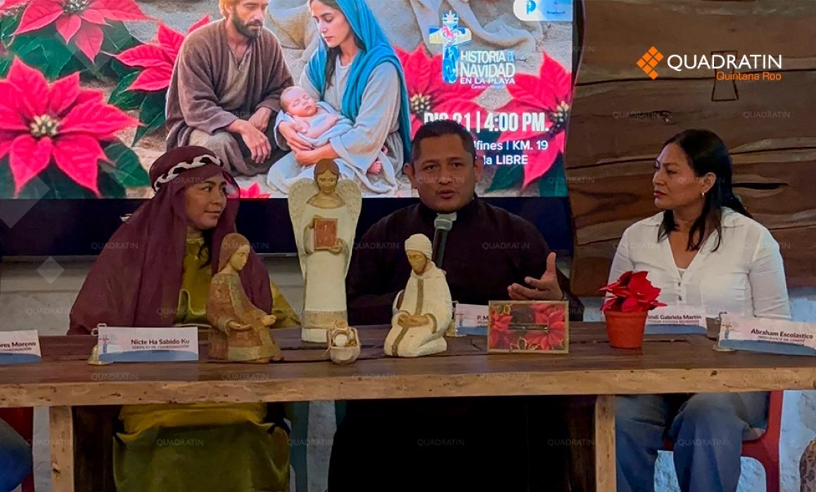 Christmas on the Beach event scene at Playa Delfines in Cancún