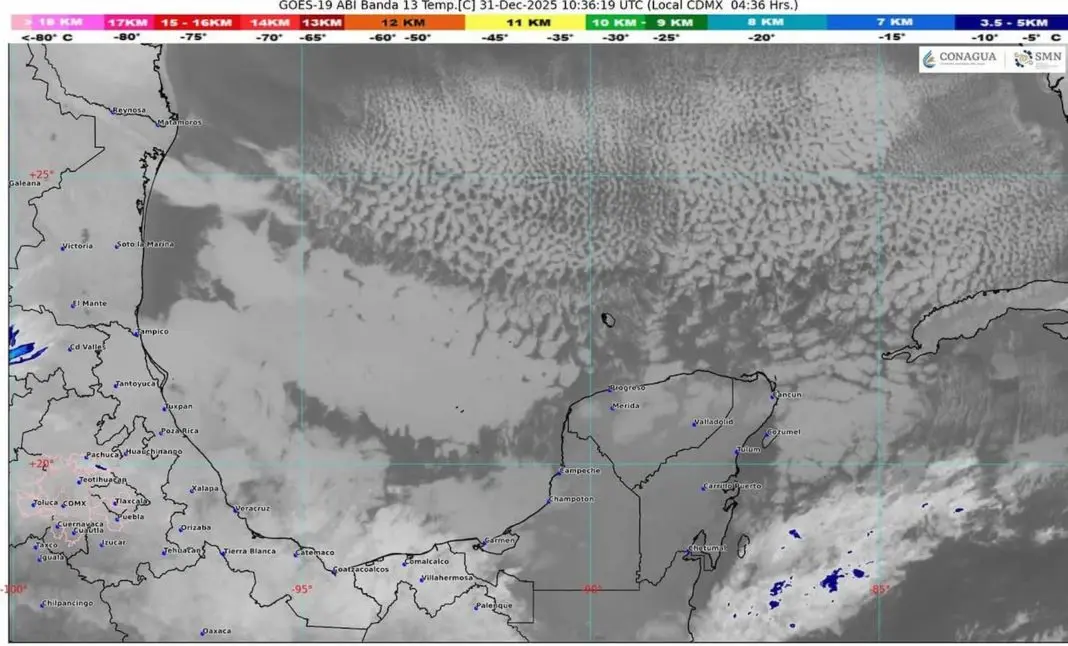 Weather map showing the impact of Cold Front 25 on Quintana Roo