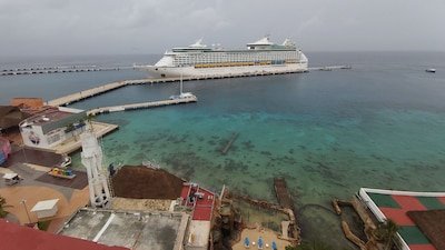 Aerial view of Cozumel, Mexico's main cruise ship destination