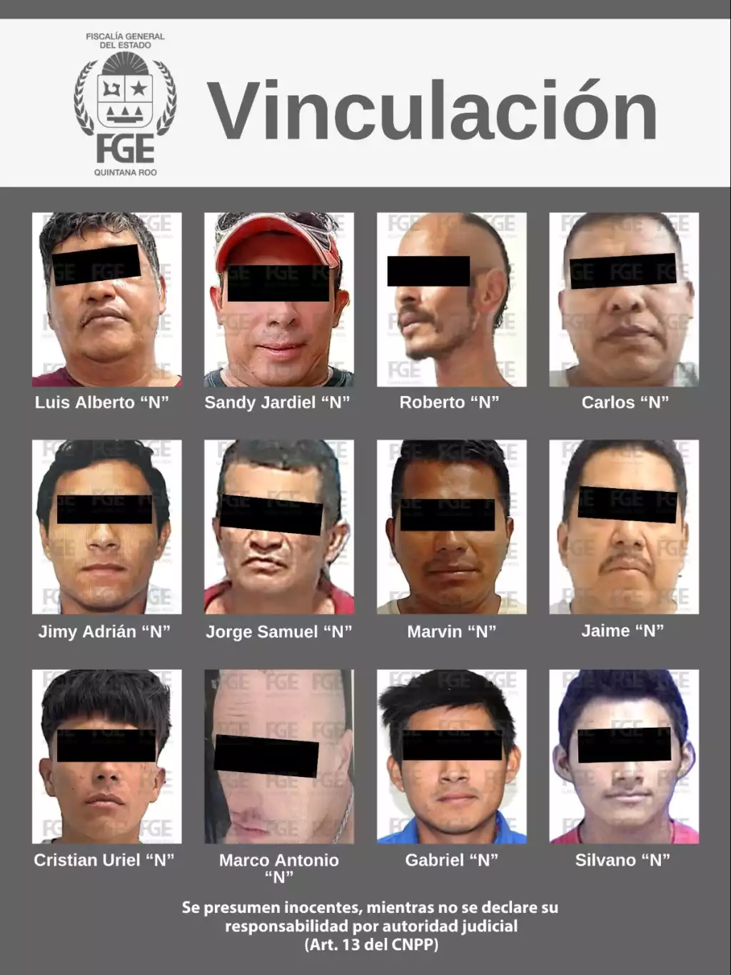 Defendants presented by the Quintana Roo State Attorney General's Office