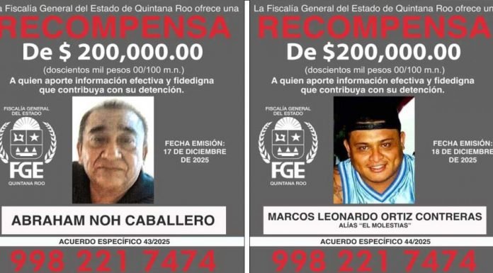 Attorney General's Office of Quintana Roo reward announcement graphic