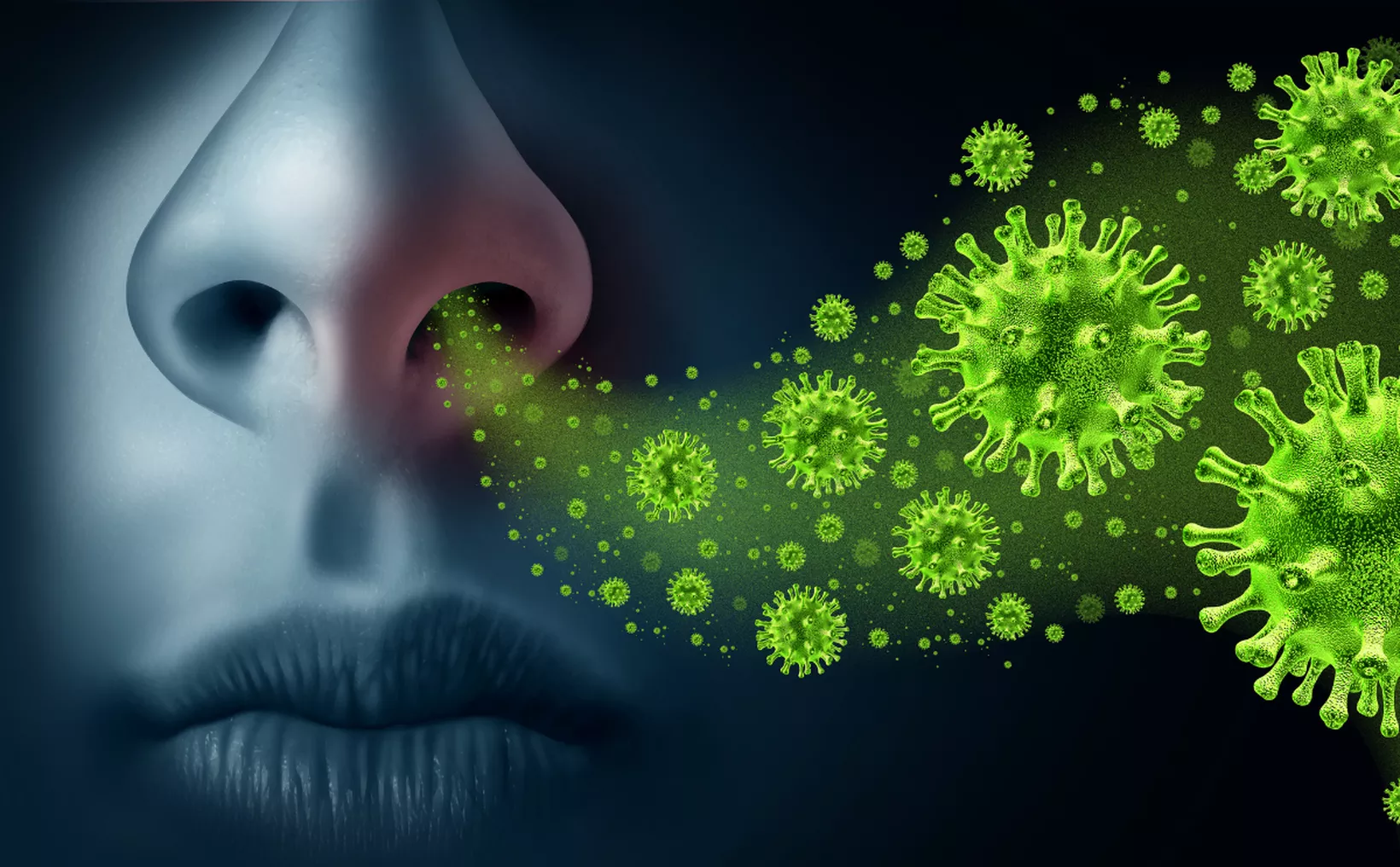 Illustration representing influenza virus and health alert