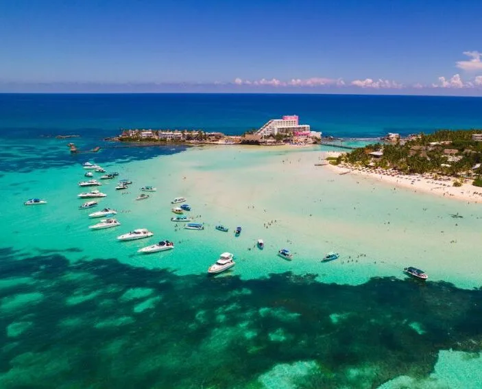 Tourists gathering at Punta Sur in Isla Mujeres to witness the first sunrise of the year