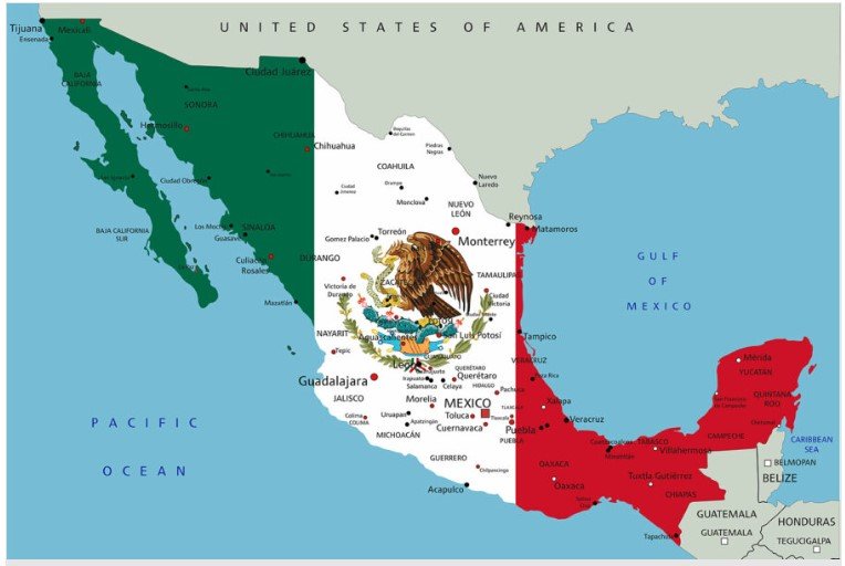 Map showing municipal divisions in Mexico