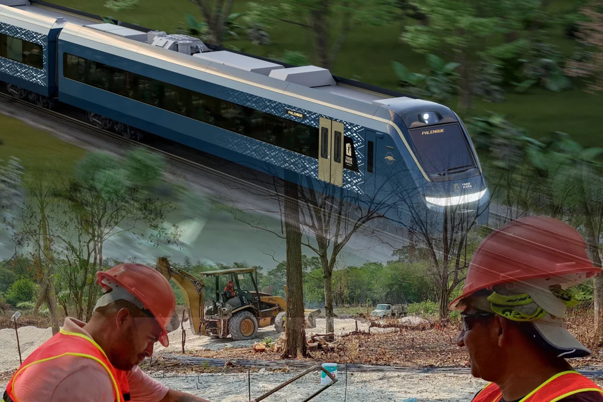 Photo showing Maya Train construction or related imagery with composition by Gustavo Torres