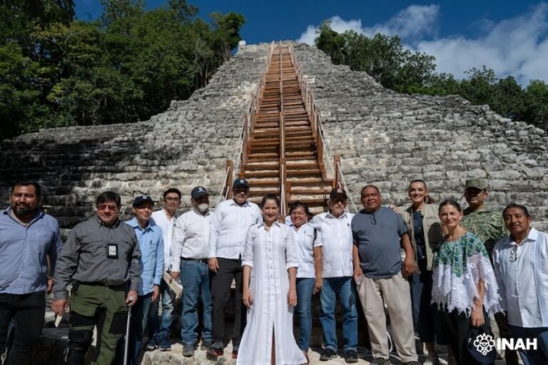 Restored Nohoch Mul staircase at Cobá archaeological site in Mexico