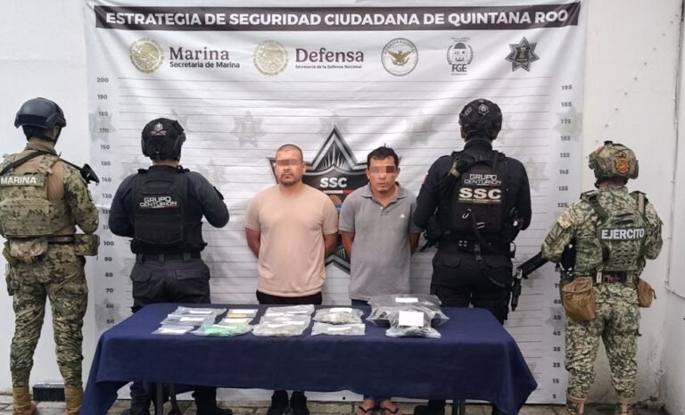 Police operation in Playa del Carmen resulting in arrests for extortion and drug crimes