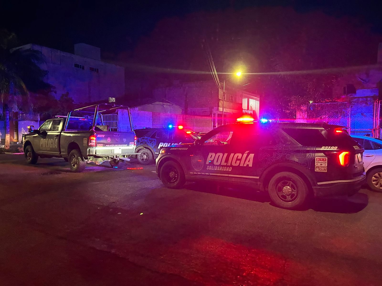 Police at the scene of a shooting in Playa del Carmen