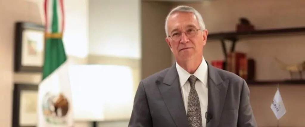 President Claudia Sheinbaum speaking at a press conference in Mexico City