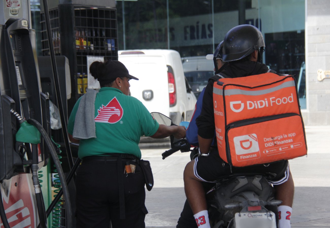 Mexican President Claudia Sheinbaum speaking at a press conference about gasoline prices