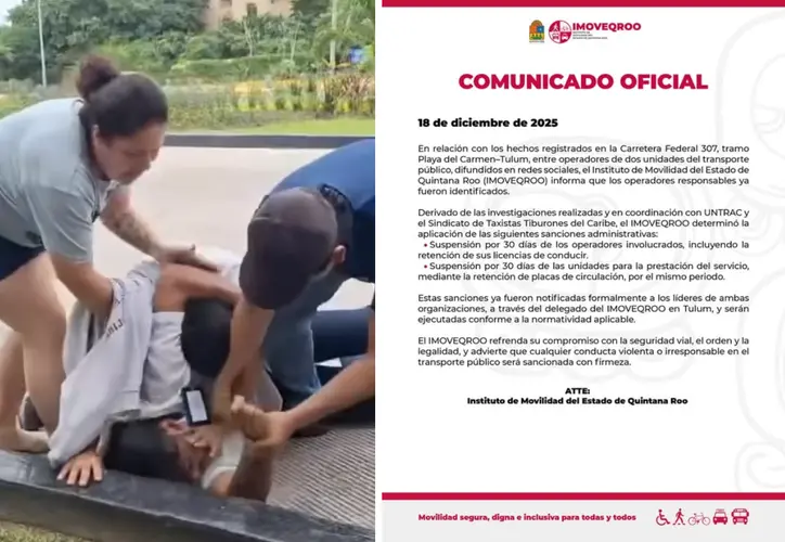 Public transport drivers involved in an altercation on the Tulum-Playa del Carmen highway