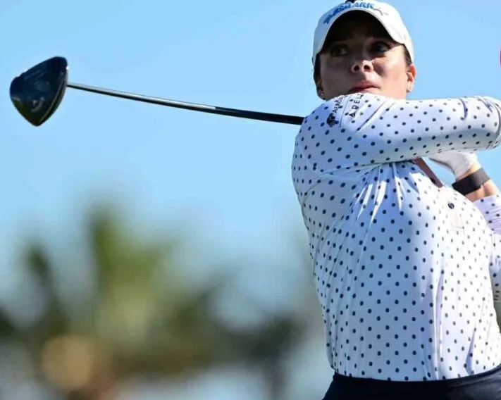 Golfers competing at the Riviera Maya Open tournament in Mayakoba