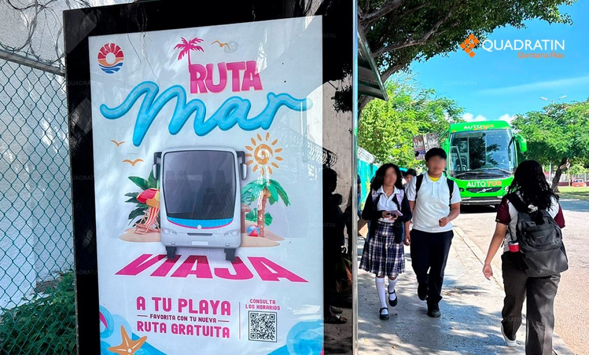 Ruta Mar free transport service connecting Cancún neighborhoods to public beaches