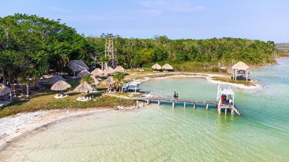 Aerial view of the Síijil Noh Há lagoon system in Maya Ka'an, Quintana Roo