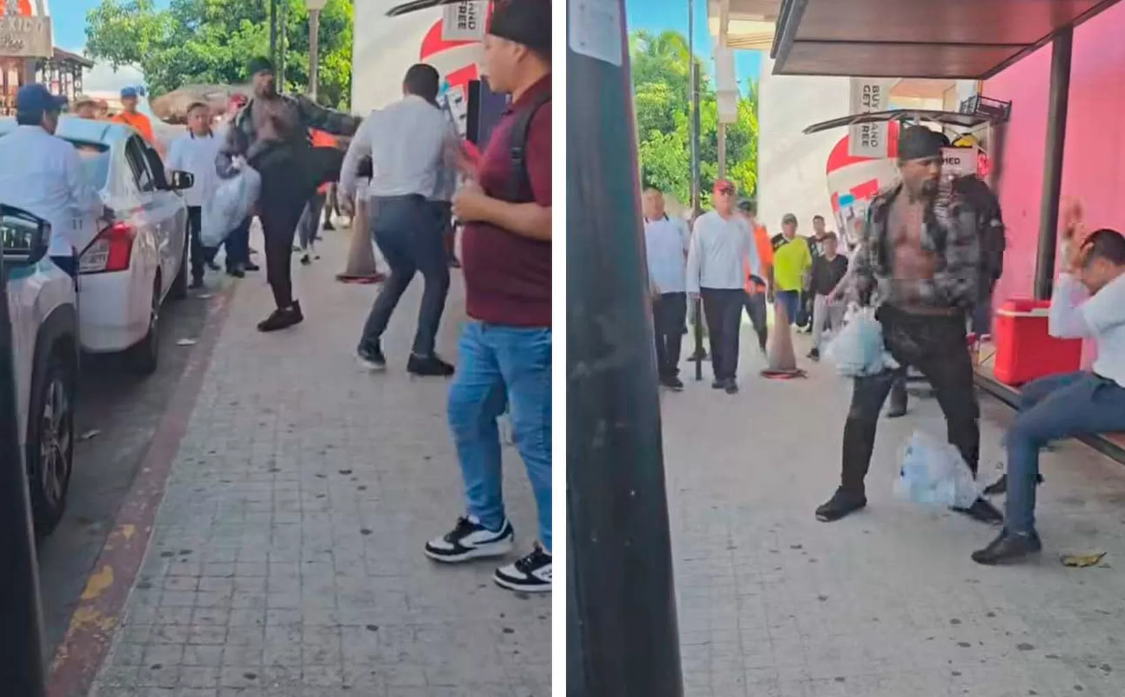 Image showing the scene of a brawl between a tourist and taxi drivers in Playa del Carmen