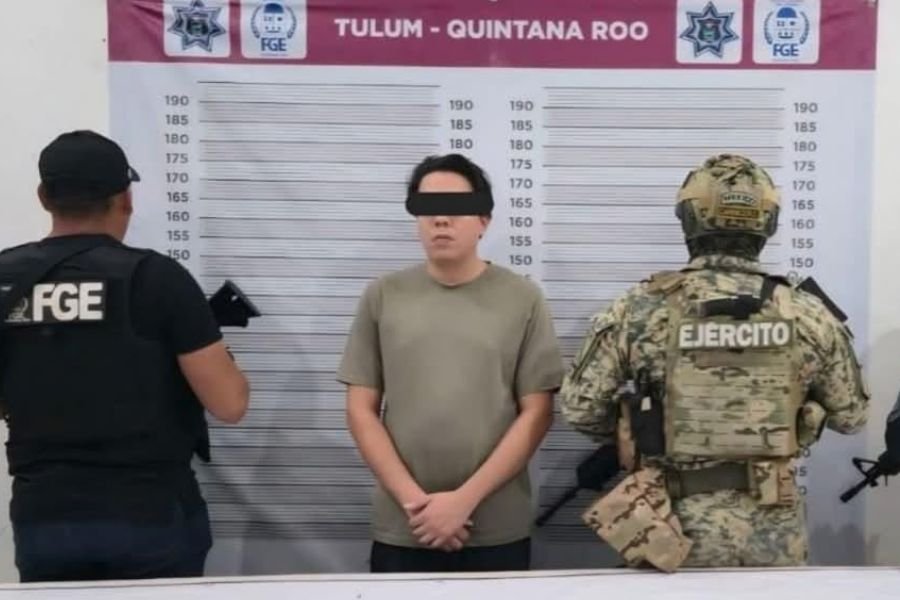 Police officers conducting an operation in Tulum