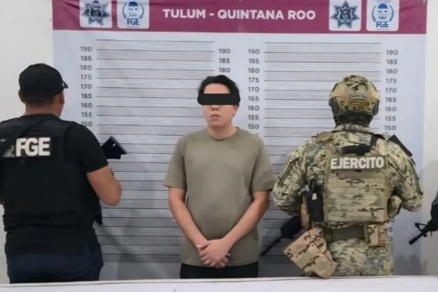 Police officers conducting an operation in Tulum