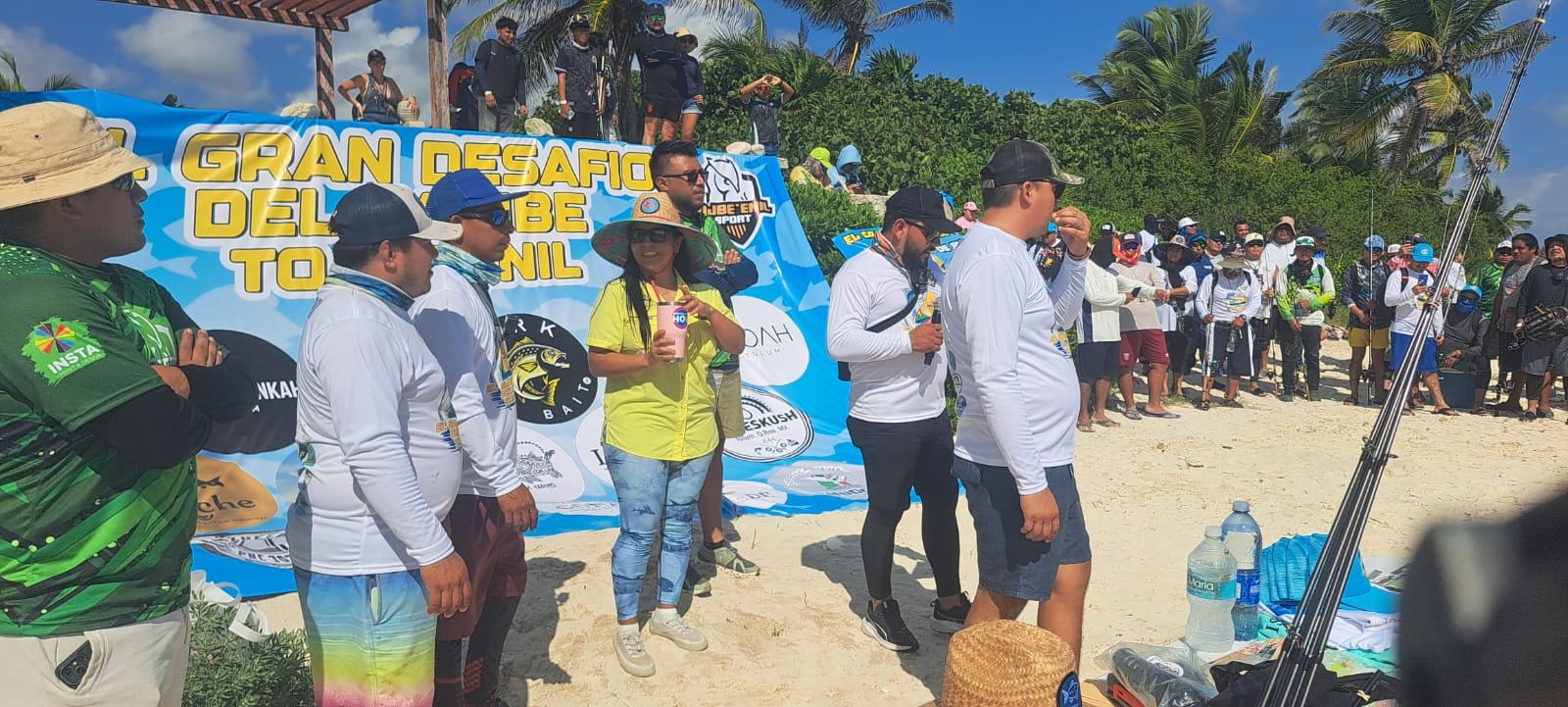 Participants at Tulum's first shore fishing tournament at Caleta Tankah