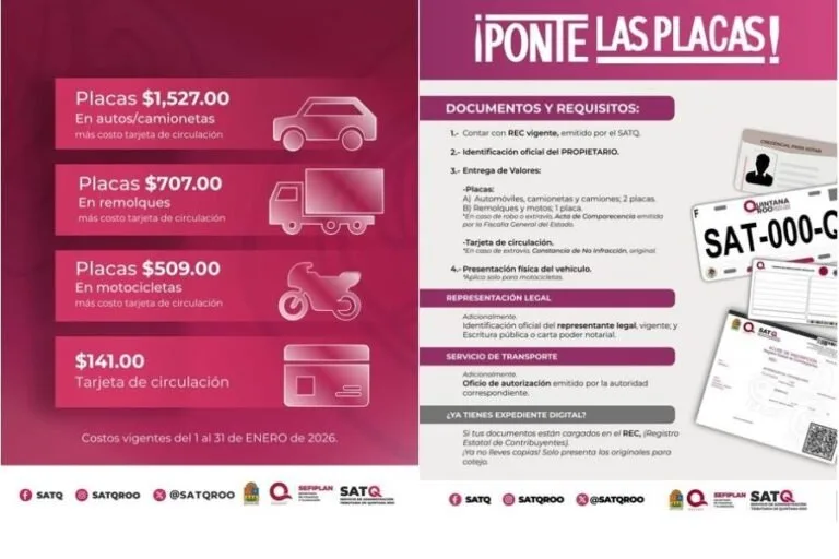 Vehicle license plates in Quintana Roo