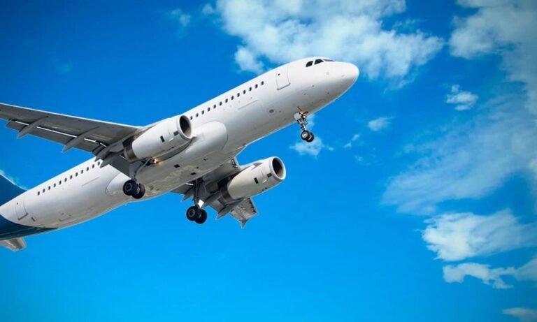 An airplane flying over Mexican territory