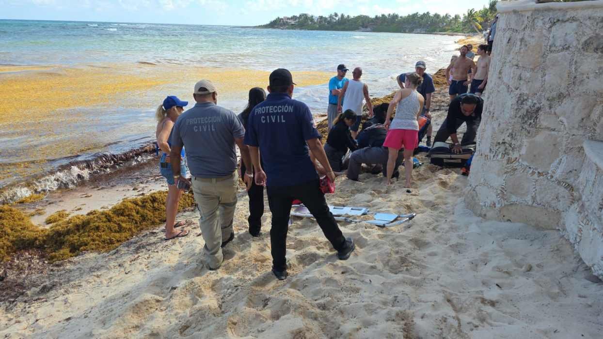 Emergency response at Akumal beach where a tourist drowned