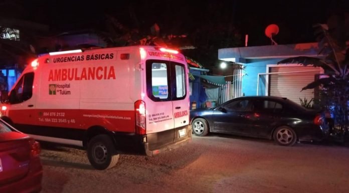 Ambulance responding to a shooting incident in Tulum