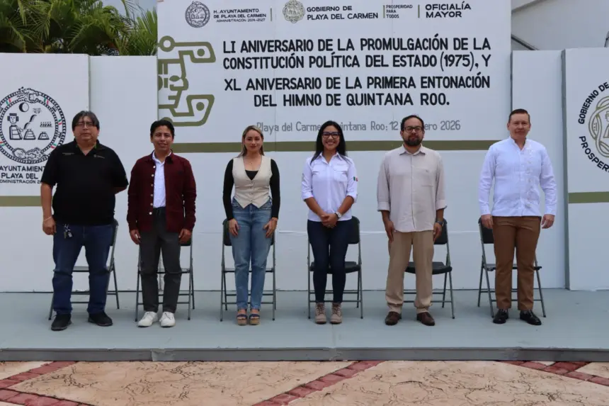 Authorities and community members gathered for the 51st anniversary ceremony of the Quintana Roo Constitution in Playa del Carmen