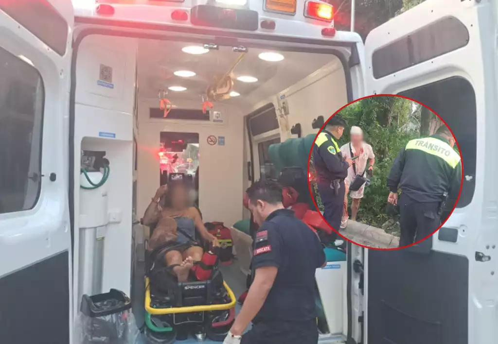 A razer vehicle involved in an accident in Tulum with emergency responders on scene