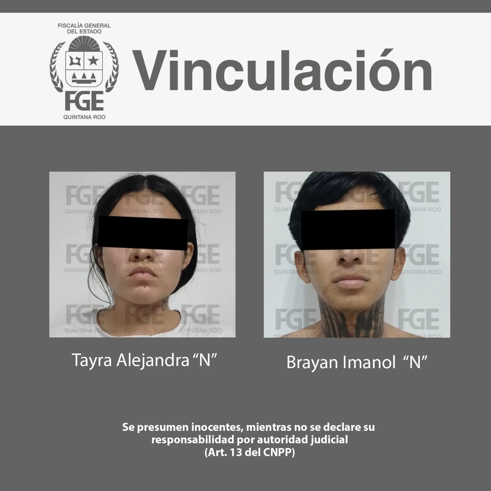 Two suspects Brayan Imanol N and Tayra Alejandra N in Cancún femicide case