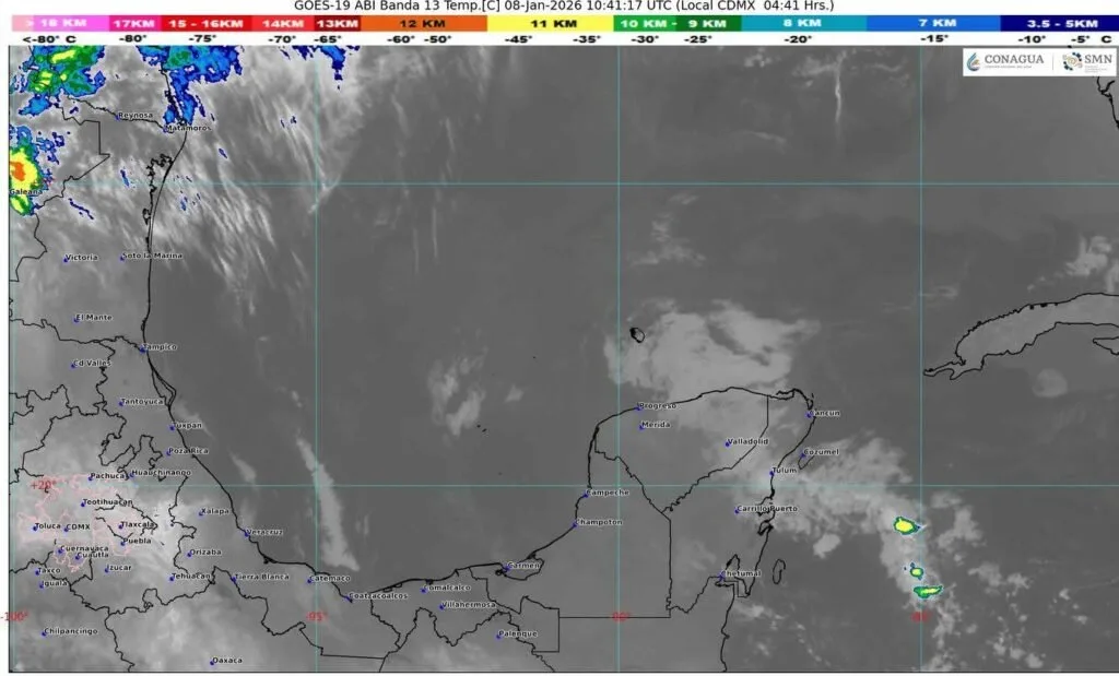 Weather map showing forecast conditions for Cancún