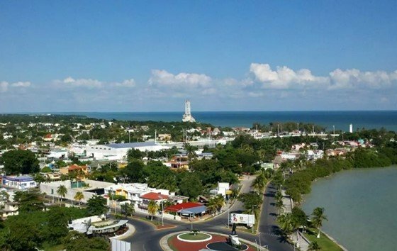 Aerial view of Chetumal in southern Quintana Roo, Mexico