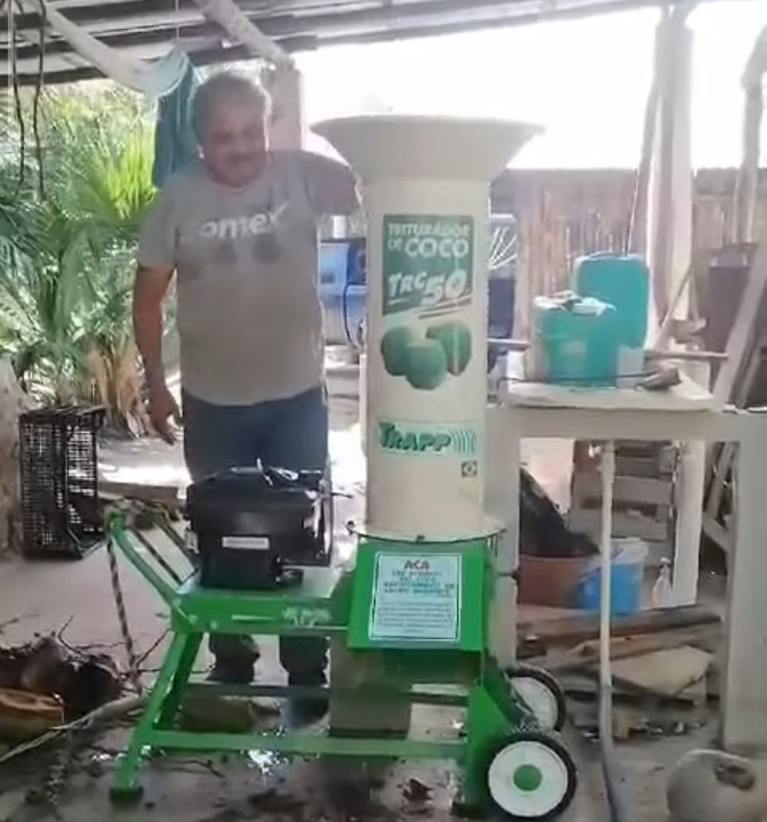 Coconut waste being processed into natural fertilizer in Laguna Guerrero
