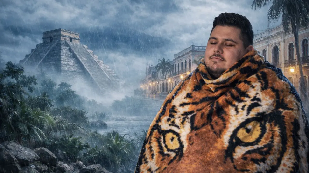 Map showing Cold Front 30 affecting Yucatán in January and February