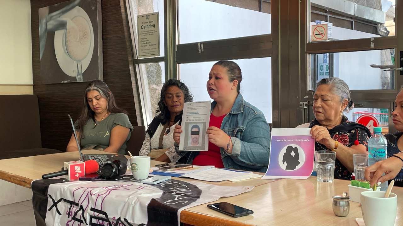Ariadna Song Anguas of Colectivo Xtabay speaking at a press conference about child sexual abuse cases in Quintana Roo