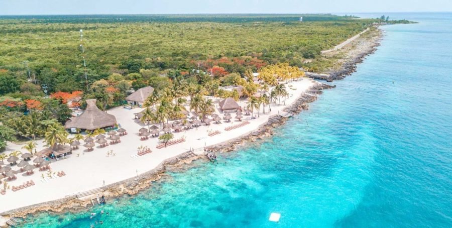 A clean beach in Cozumel without sargassum