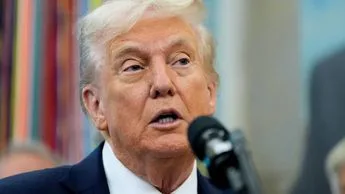 Former U.S. President Donald Trump speaking at a press conference